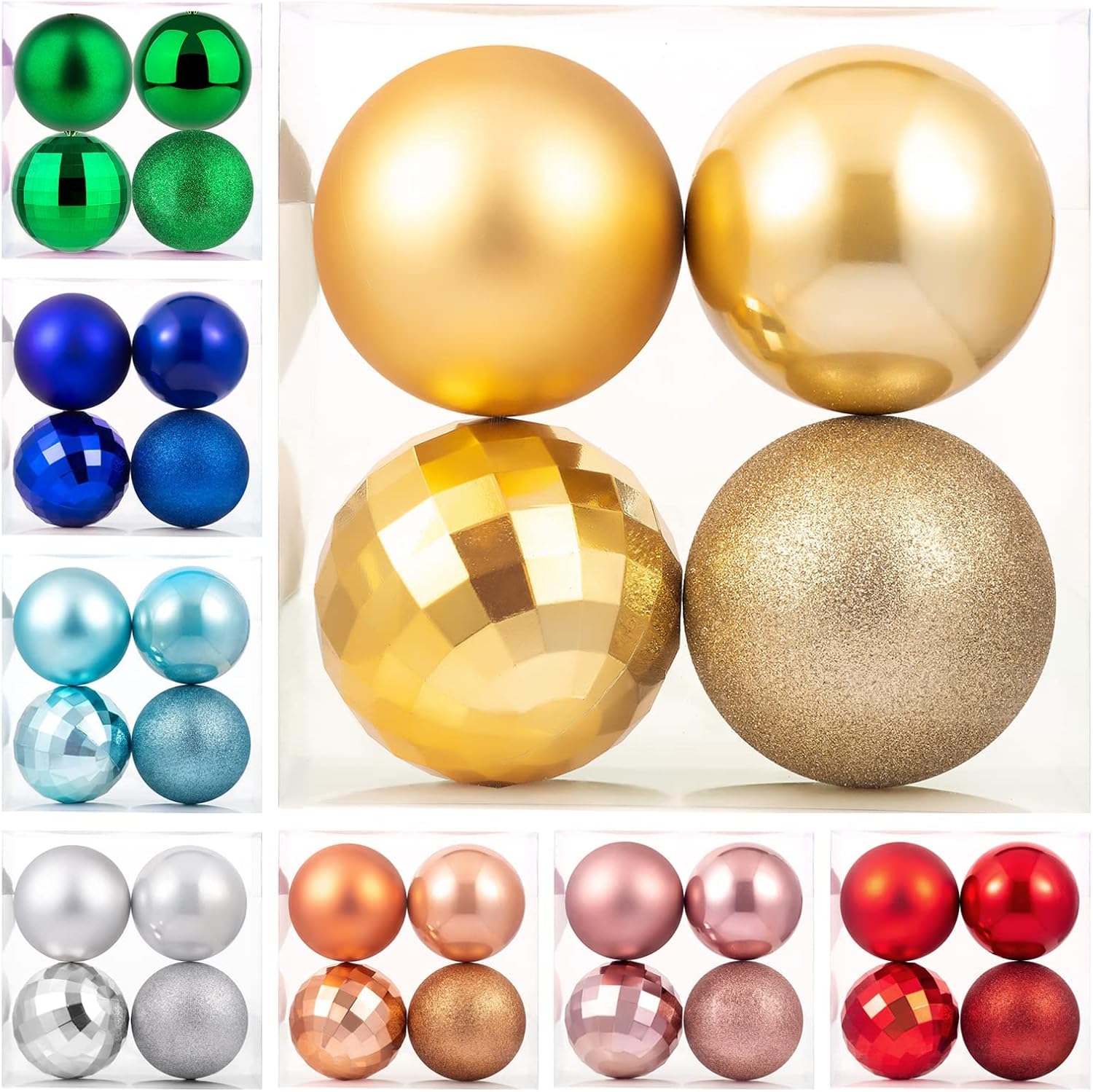 Ornaments - XmasExp Christmas Ball Ornaments Gold Giant Shatterproof Plastic Decorative Hanging Mercury Ball Christmas Tree Ornaments for Holiday Party Decorations (Golden, 4.0