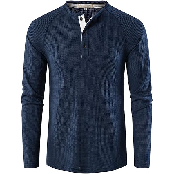 Amazon.com: Men's Waffle Hooded T-Shirt Long Sleeve Button
