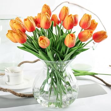 Justoyou Lot De Tulipes Artificielles En Latex Au Toucher Réaliste Idéales Pour Les Bouquets De Mariage Ou La Décoration De La Maison Et Du Jardin