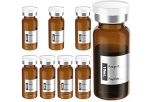 Biomed Solutions Empty Sterile Vial Sealed with Butyl Rubber Stopper and Flip Top Closure,Type 1 Borosilicate Glass Tubing,Individually Packed (10mL 8Pcs (Amber))