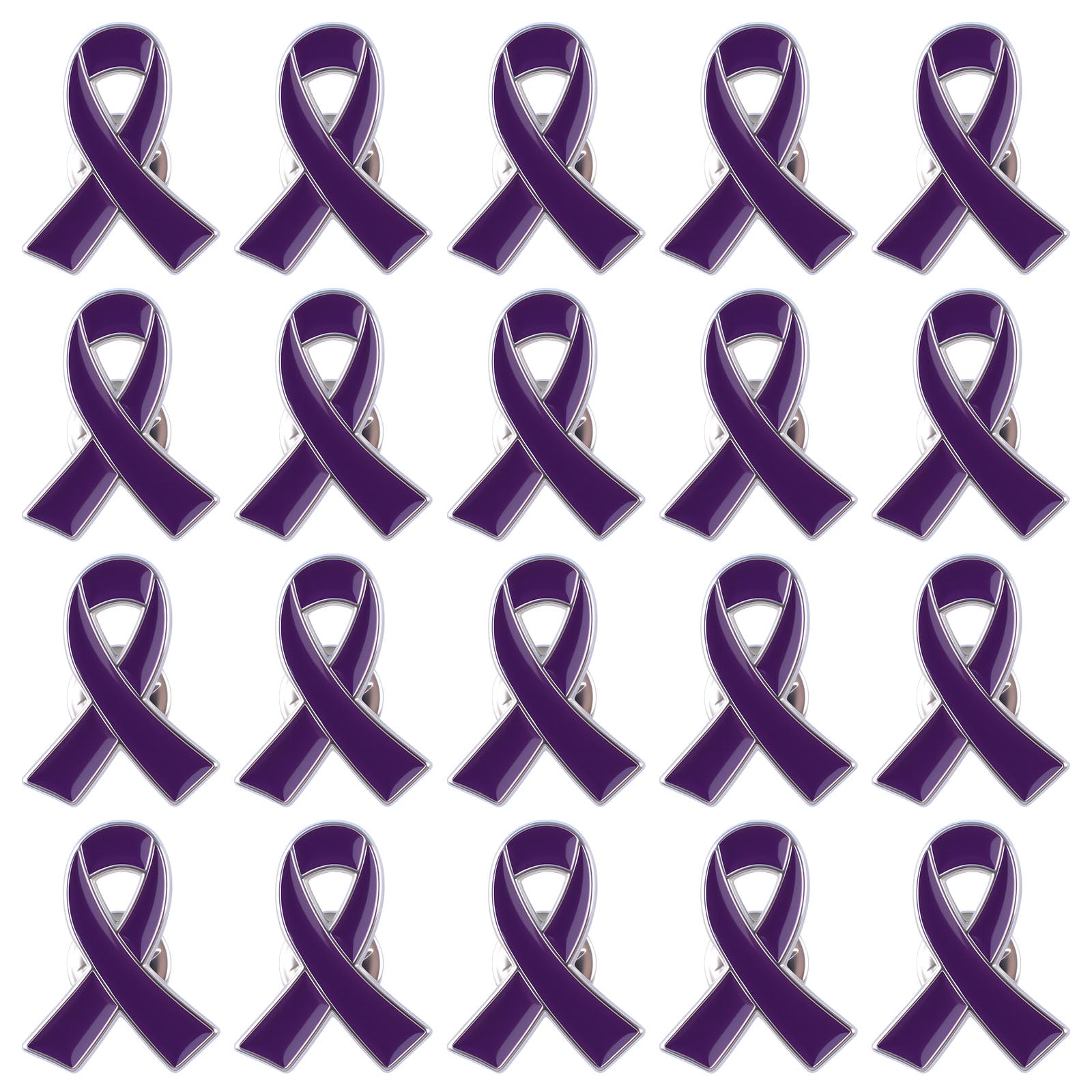 WANDIC 20pcs Purple Ribbon Pins Alzheimer's Disease Awareness Badges Domestic Violence Brooch Memorial Ribbon Pins Badges for Funeral Mourning Event Bereavement Remembrance โ image 1