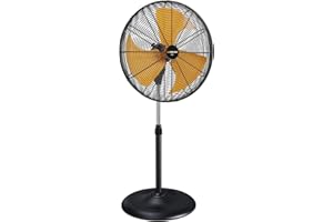 AIRWIZARD Pro Series 20 inch Oscillating High Velocity Pedestal Fan, 6000 CFM Industrial Metal Commercial Standing Fan with Aluminum Blades, 3 Speeds, Adjustable Height and Tilt, for Garage, Shop