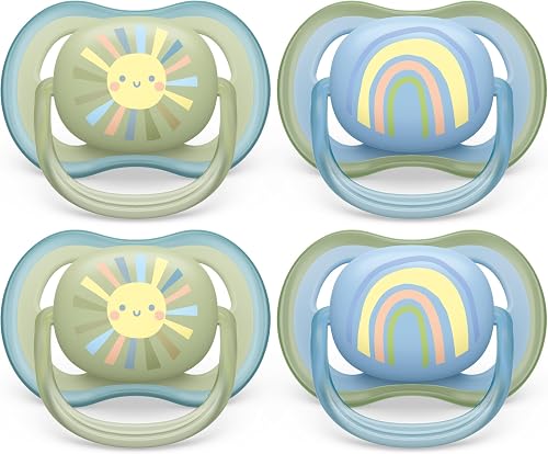 Philips Avent Ultra Air Pacifier - 4 x Light, Breathable Baby Pacifiers for Babies Aged 0-6 Months, BPA Free with Sterilizer Carry Case (Model SCF085/49)