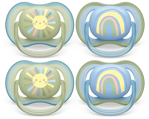 Philips Avent Ultra Air Pacifier - 4 x Light, Breathable Baby Pacifiers for Babies Aged 0-6 Months, BPA Free with Sterilizer Carry Case (Model SCF085/49)