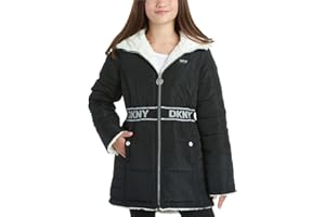 DKNY Girls’ Jacket – Reversible Heavyweight Quilted Parka Coat with Sherpa Lining – Reversible Jacket for Girls (4-16)