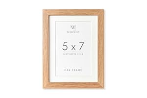 wallwisy 5x7 Picture Frame, Solid Oak Wood 5x7 Photo Frame with Mat to 4x6, 7x5 Picture Frames for Wall and Tabletop Display, Natural Oak 5 x 7 Frame, Set of 1