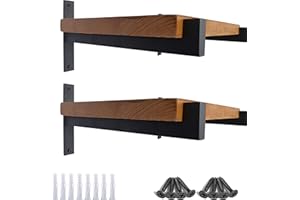 OVOV 4 Pcs Steel Heavy Duty Shelf Brackets Wall Mounted Industrial Metal Shelf Supports (12", 4pcs Black)