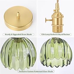Shenmoyl Mini Pendant Light with Green Tulip Glass