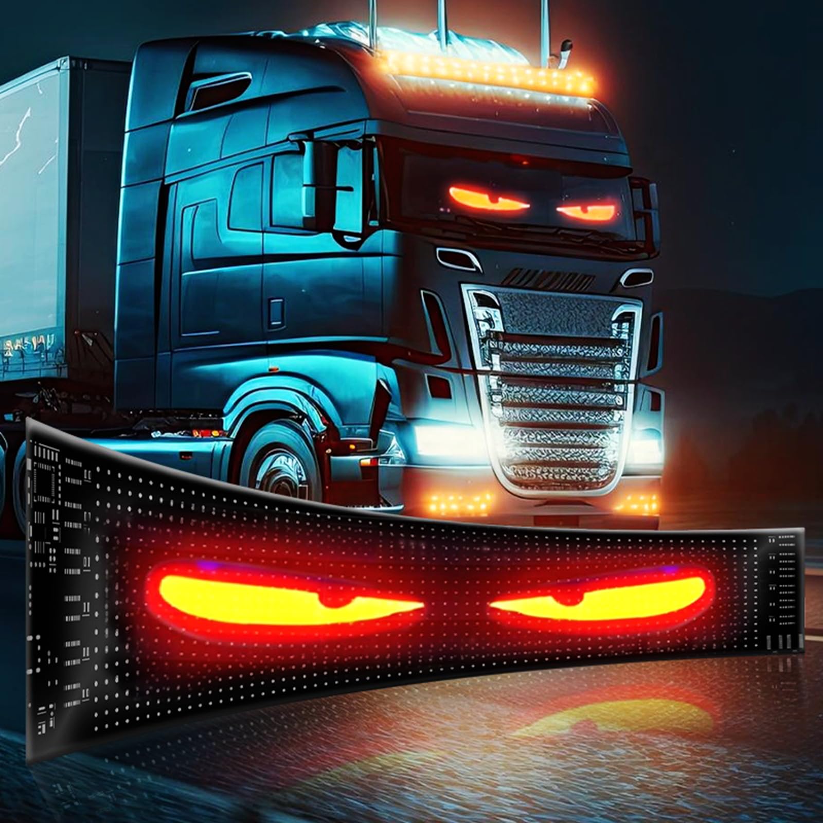 Photo 1 of Goodream Devil Eyes Light for Windshield, 52in*7.5in Large Size DIY Programmable Flexible LED Display for Car Truck SUV Neon Sign Cool Accessories