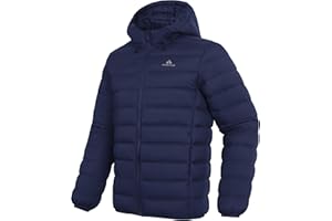 Pioneer Camp Men's Down Puffer Jacket with Hood Lightweight Packable Warm Insulated Thermal Puffy Winter Coat Ski Travel