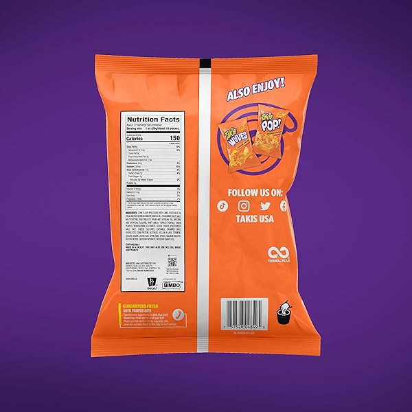 TAKIS INTENSE NACHO 17 OZ FIESTA SIZE BAG, CHEESE FLAVORED NON-SPICY CHEESY ROLLED TORTILLA CHIPS