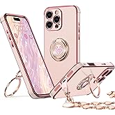 XYZ for iPhone 16 Pro Max Case with Stand, Phone Case with Double Ring Kickstand, Women Girls Bling Luxury Protective Case Heart for iPhone 16 Pro Max 6.9 inch, Pink
