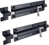 IRONTITE 2 Pack Tower Bolt Black 150mm Gate Bolt for Wooden Gates