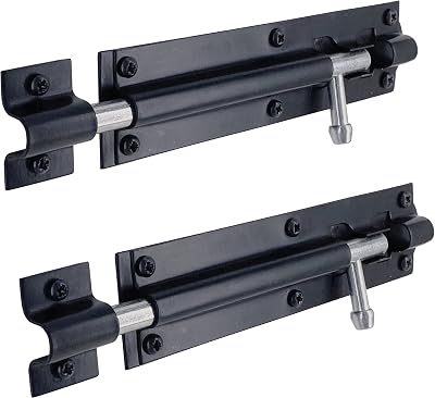 IRONTITE 2 Pack Tower Bolt Black 150mm Gate Bolt for Wooden Gates