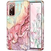 Btscase for Galaxy S20 FE 5G Case, Marble Pattern 3 in 1 Heavy Duty Shockproof Full Body Rugged Hard PC+Soft Silicone Drop Protective Women Girl Covers for Samsung Galaxy S20 FE, Rose Gold
