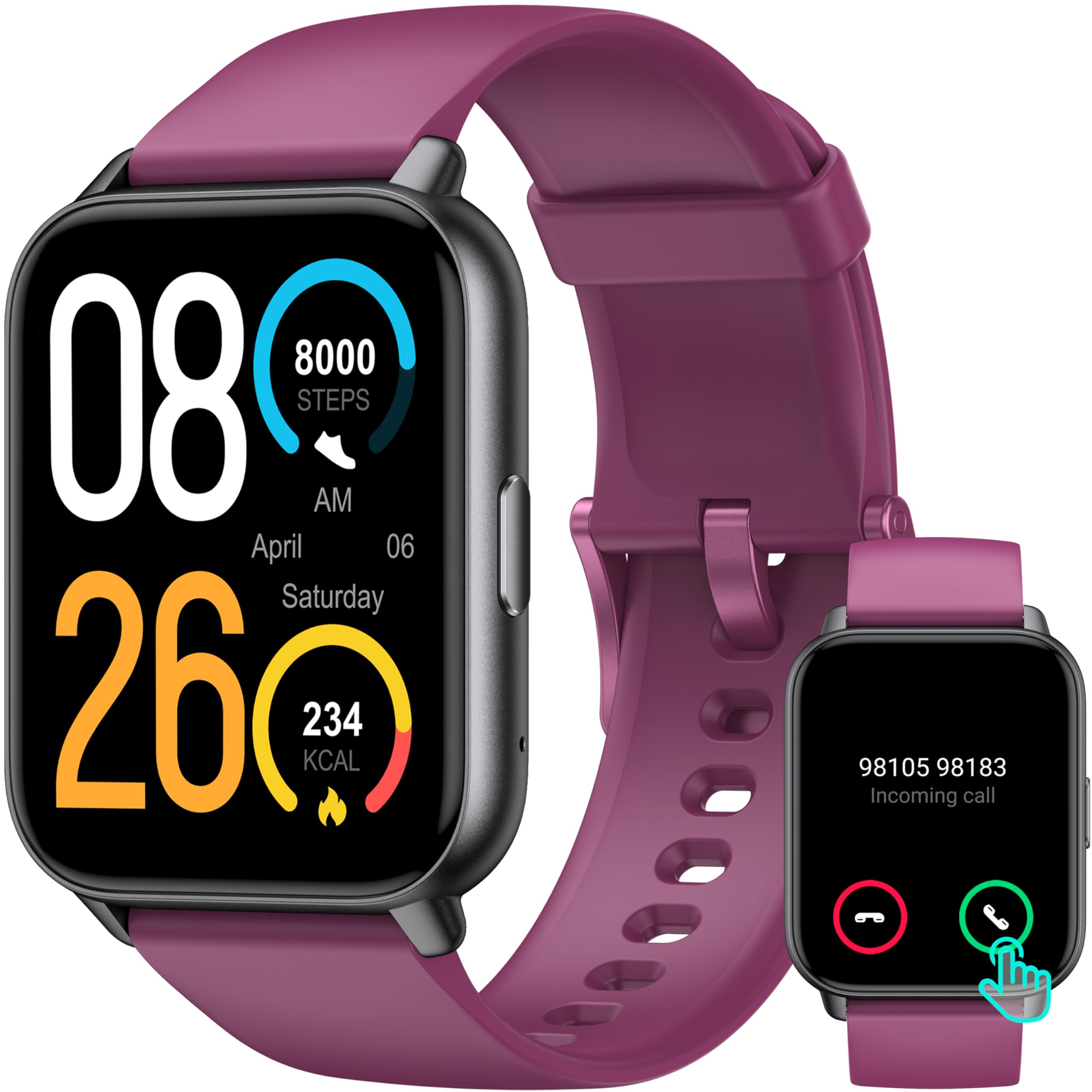LETSACTIV Smart Watch for Men Women,1.91"HD Fitness Trackers, Answer/Make Calls, No App/Phone Needed Pedometers,Fitness Watch with Blood Oxygen Heart Rate Monitor,100+Sports Modes Step Counters,Purple