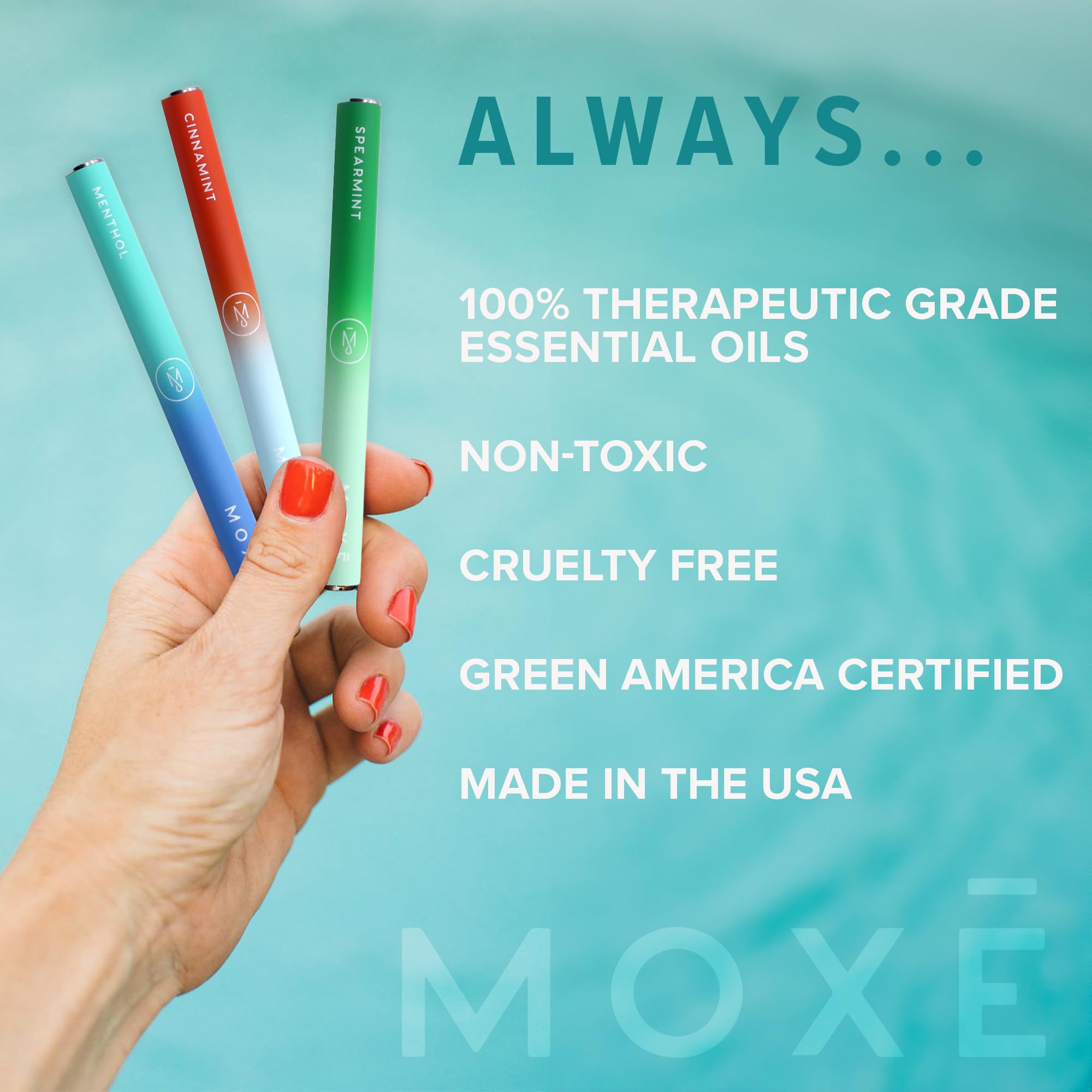 MOXE Natural Menthol Air Inhaler | Non Electric Long-Lasting Flavored Air Refreshing Support | Oral Fixation Menthol Essential Oils, Craving Relief
