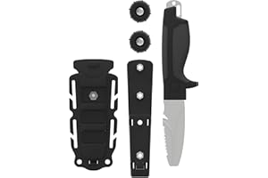 GEAR AID Tanu Dive and Rescue Knife with Sheath and B.C.D. Adaptor, 3” Blade, Gray