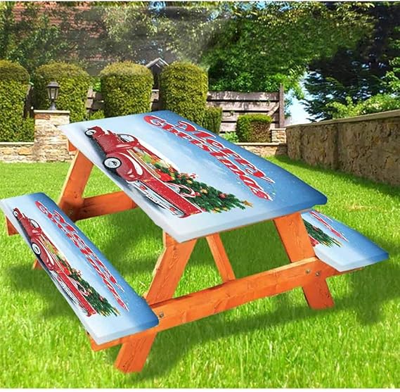 72" Polyester Elastic Edge Fitted Picnic Table Cover Set