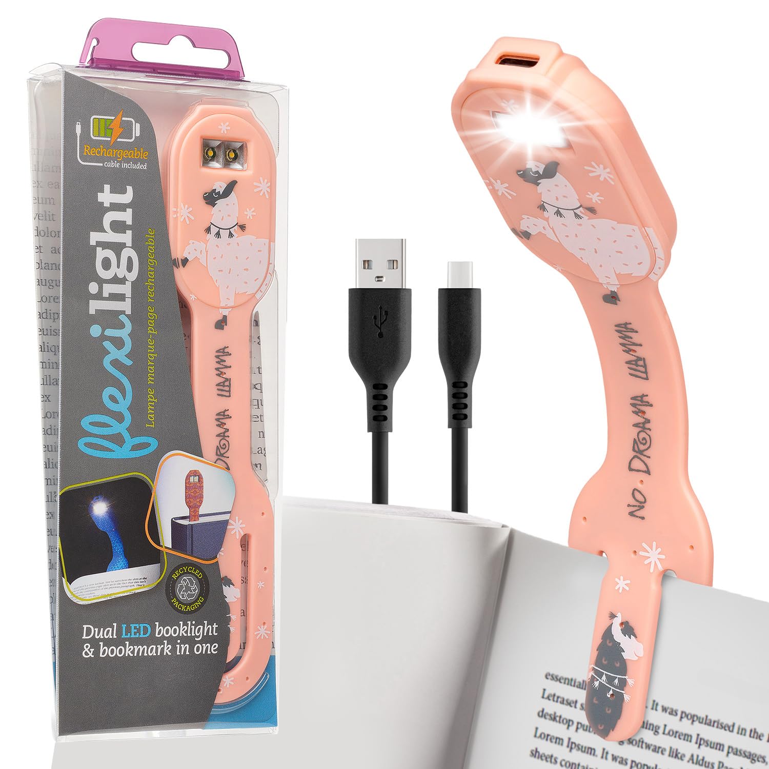 Gifts for Readers & Writers Flexilight USB Rechargeable 2-in-1 LED Reading Light | Bookmark & Clip-On Book Light | Reading Lamp for Children & Adults | Book Torch | Essential Book Accessories