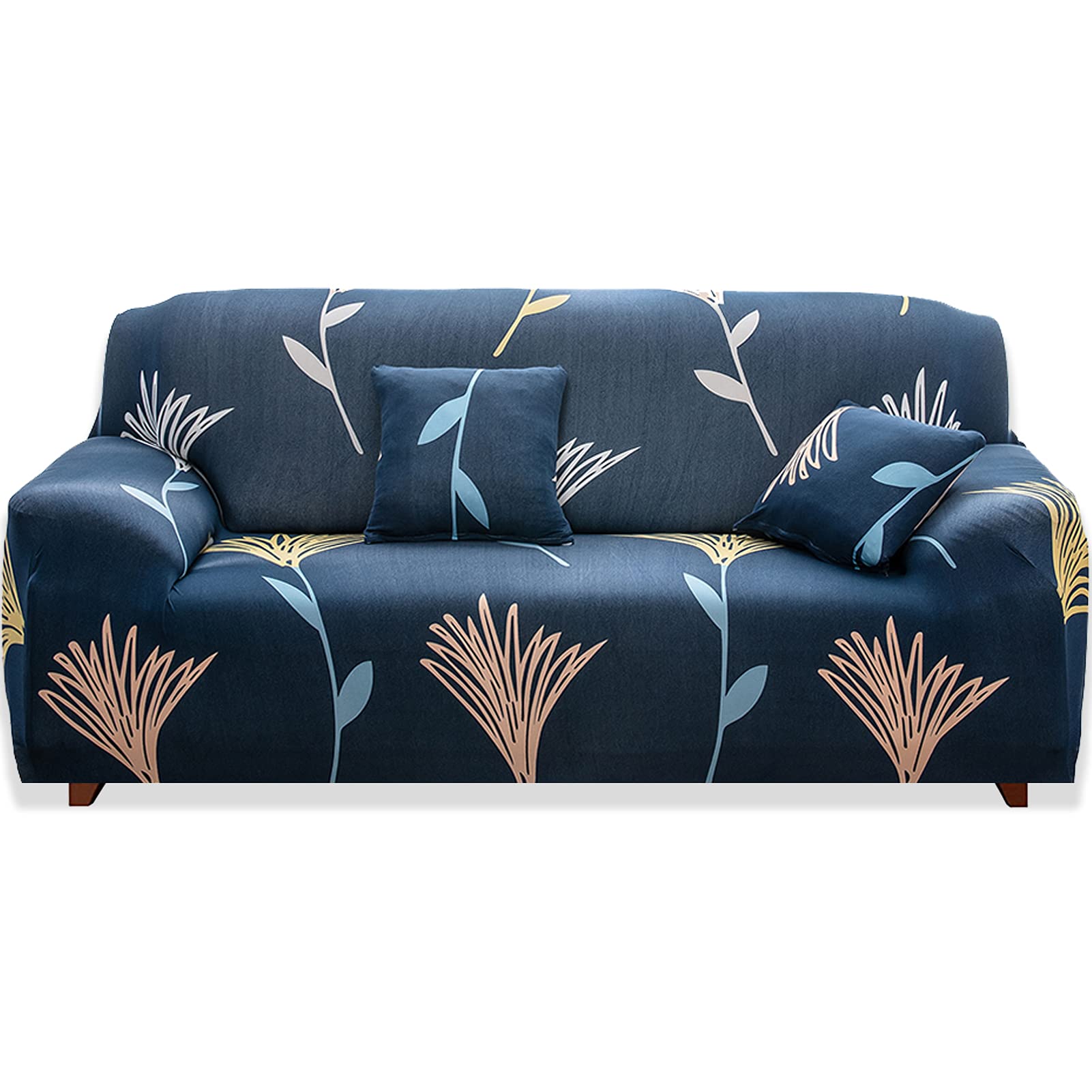 Teynewer 1-Piece Fit Stretch Sofa Cover, Sofa Slipcover Elastic Fabric Printed Pattern Chair Loveseat Couch Settee Sofa Covers Universal Fitted Furniture Cover Protector (3 Seater, #Wildflower)
