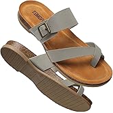 TEMOFON Womens Flat Sandals with Arch Support Adjustable Straps Comfortable Summer Walking Casual Flip Flops Size 5-11