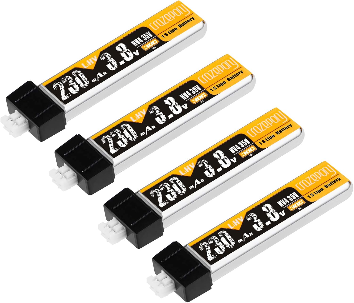 4pcs 230mAh 1S Lipo Battery 30C 3.8V 