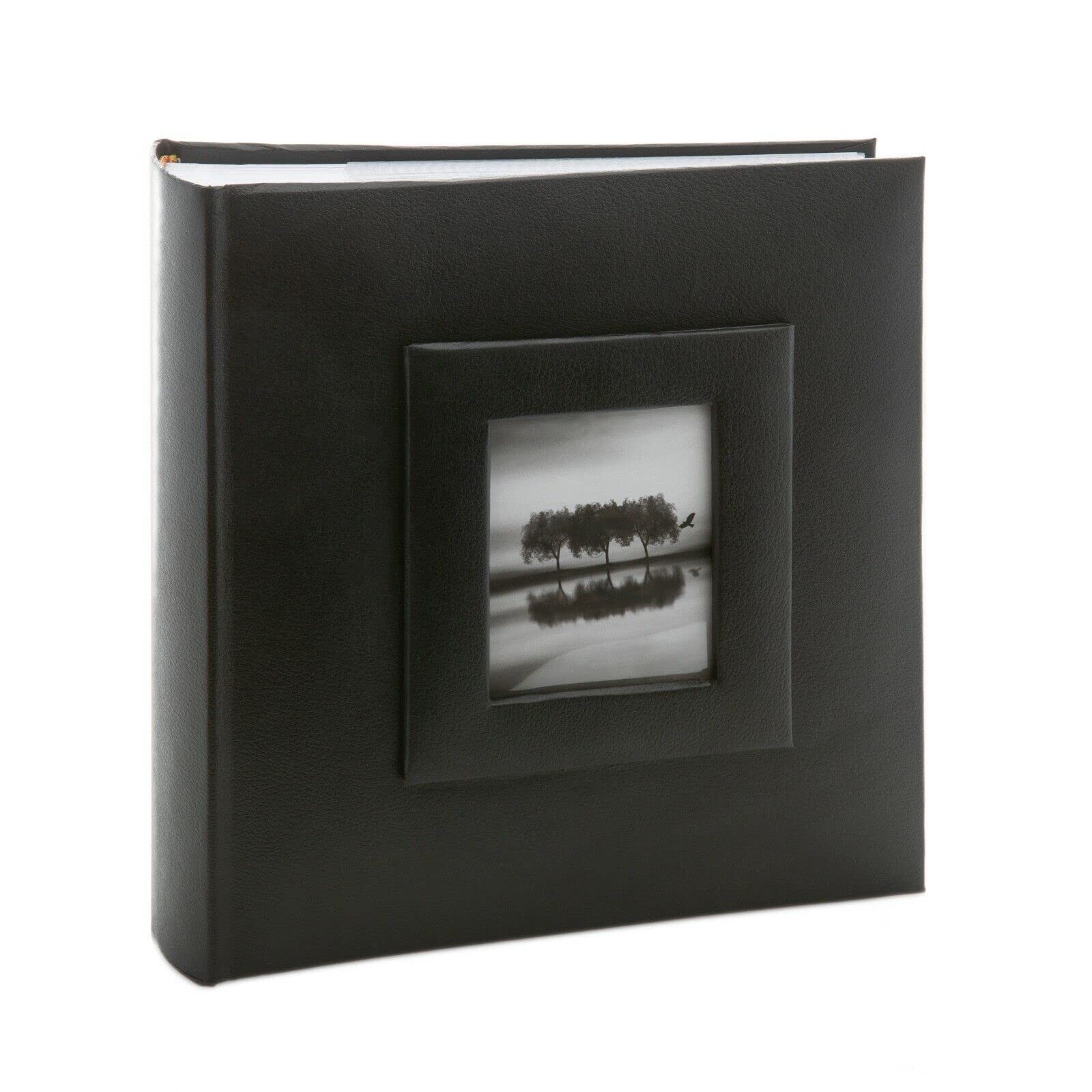 Kenro Savoy Series Black Faux Leather Photo Album for 100 Photos 7x5 inch / 13x18cm with Frame for Photograph on Cover and Memo Space Beside Each Photograph, Savoy Series – KD140