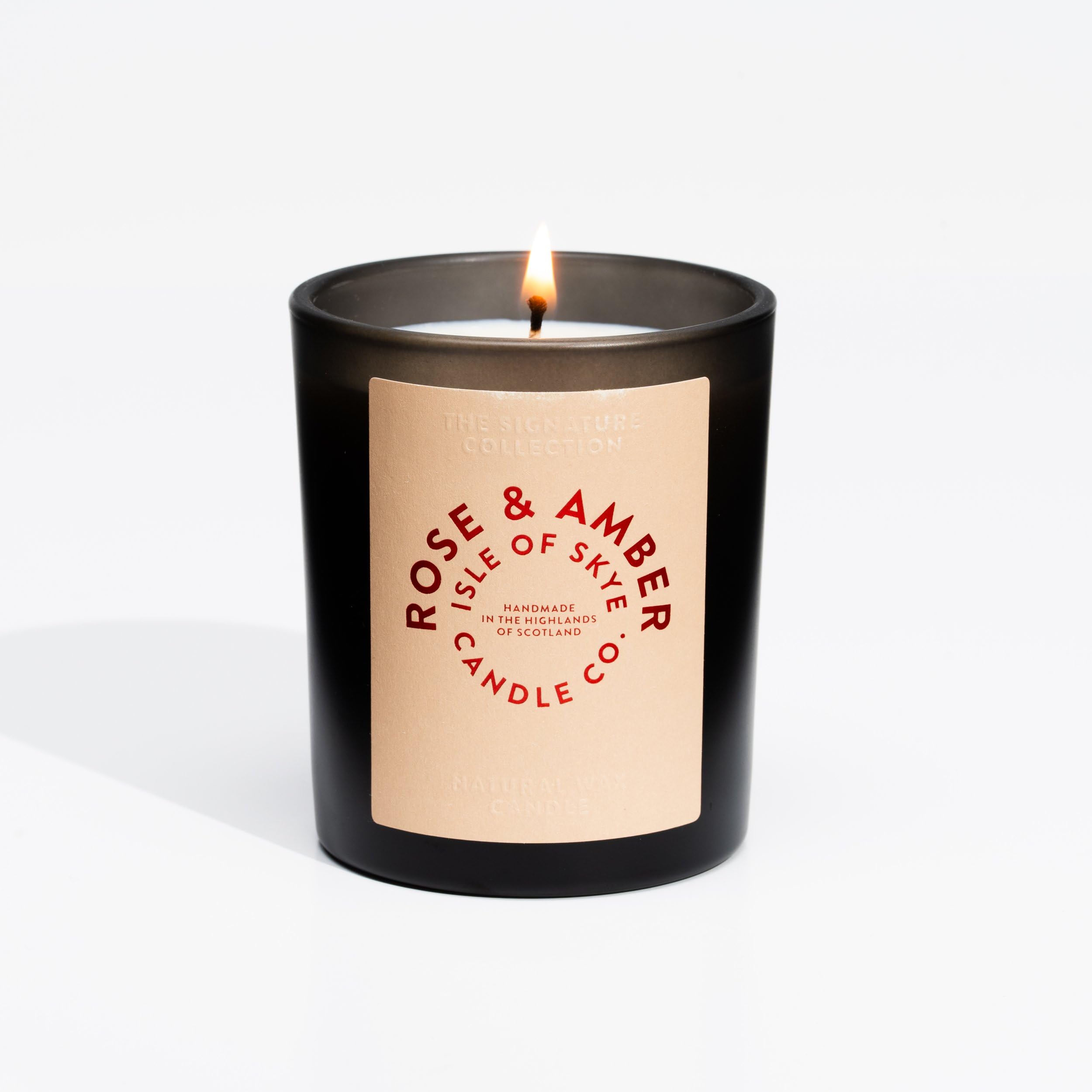 Isle of Skye Candle Company Rose & Amber Black Tumbler | Natural Soy Wax Candle | Handmade in Scotland | Premium Scented Candle | Elegant Black Jar, Engraved Wooden Lid | 45 Hours Burn Time