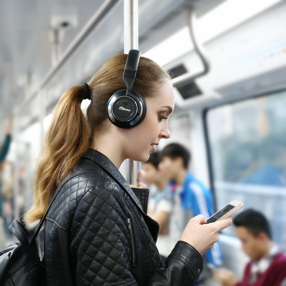 Zinsoko Z-H01 Wireless Active Noise Cancelling Headphones Over Ear Bluetooth Headphone Foldable with HI-FI Deep Bass, Comfortable Protein Earpad, Carry Case for Air Travel, 16 Hrs Playtime (Black)