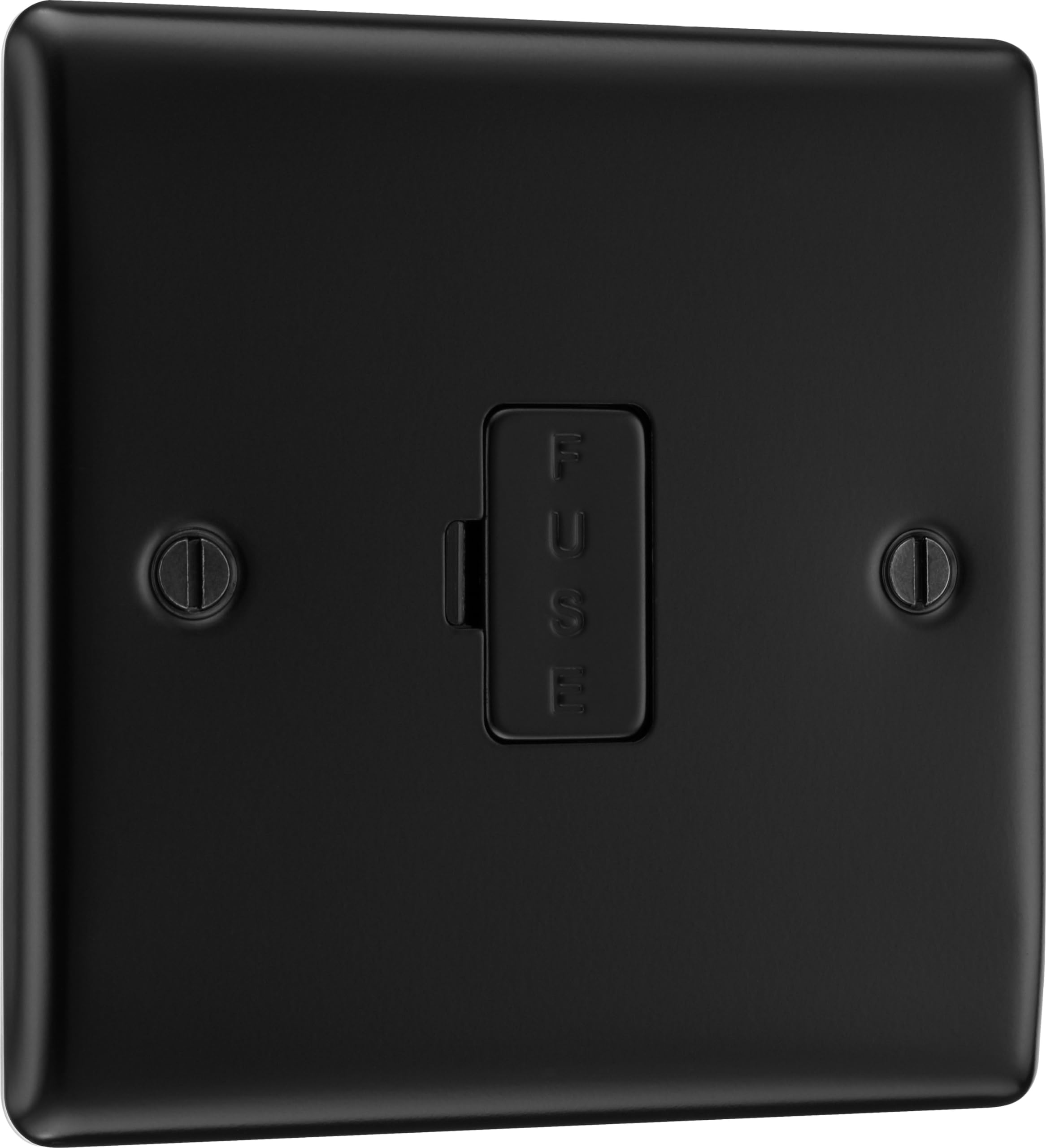 BG Electrical Unswitched Fused Spur Connection Unit, Double Pole, Raised and Slim Profile, Round Edges, Nexus Metal, Matt Black, 13A, NFB54