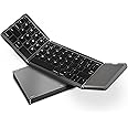 Acoucou Foldable Bluetooth Keyboard with Touchpad Portable Wireless (Sync Up to 3 Devices), Rechargeable Mini Wireless Bluetooth Tri-Folding Keyboard for Android iOS Windows Tablets