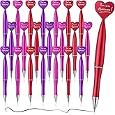 Roowest 30 Pcs Valentine's Day Heart Shaped Pens You Are Awesome Inspirational Motivational Novelty Thank You Heart Ballpoint Pen for Coworker Teacher Staff Assistant Student Gift