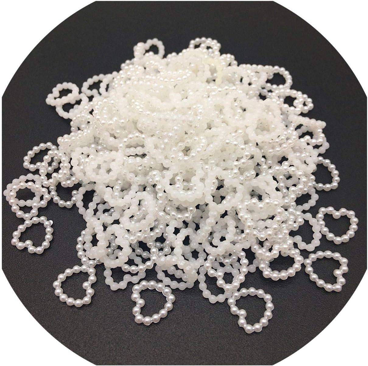 100pcs 10mm Flat Beads Heart Shape Beads Craft Imitation Pearls Flatback for Art Scrapbooking Decoration DIY Jewelry Making,White