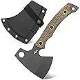 Ccanku C1393 Camping Hatchet Survival Axe,DC53 Steel Blade with Micarta Handle Multitool Axe Hex Wrenches with Kydex Sheaths for Chopping Wood,Gardening,Outdoor Camping Hiking(Green)