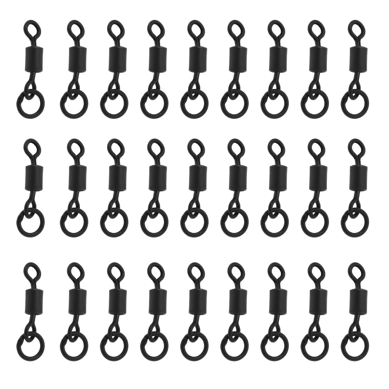 Be In Your Mind 50PCS 4# Fishing Hook Swivels Flexi Ring Swivels Carp Fishing Tackle Steel Rolling Barrel Swivels Carp Fishing Accessroeis 20mm Length
