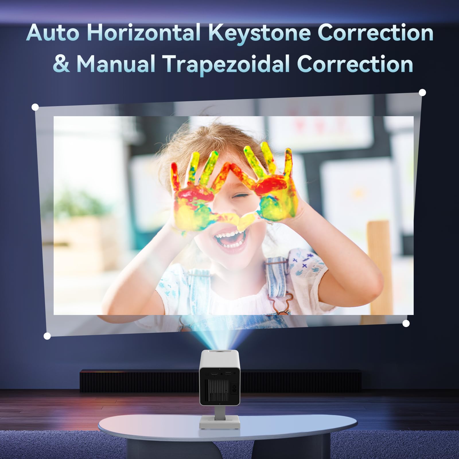 Mini Projector with WIFI 6 and Bluetooth, 4K 1080P Support Portable Projector Movie Auto Keystone for Laptop, PC, Smartphone