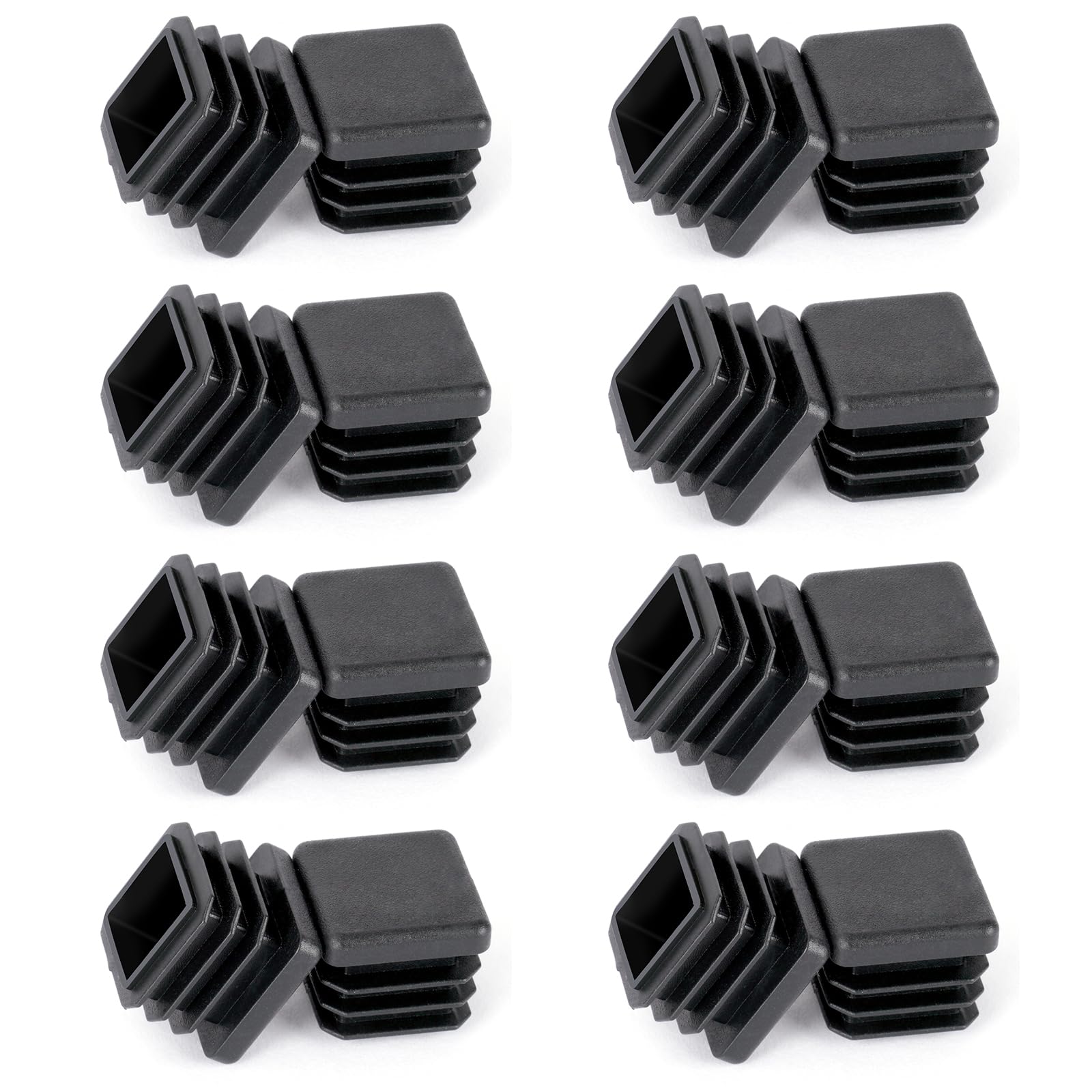 OSDUE Square Plastic End Caps, 16PCS 16 * 16mm Black Plastic Plug, Non-Slip Furniture Feet Pads, Table Foot Cover Caps Floor Protectors for Bed Chair Sofa Table Shelf（0.63” x 0.63”）
