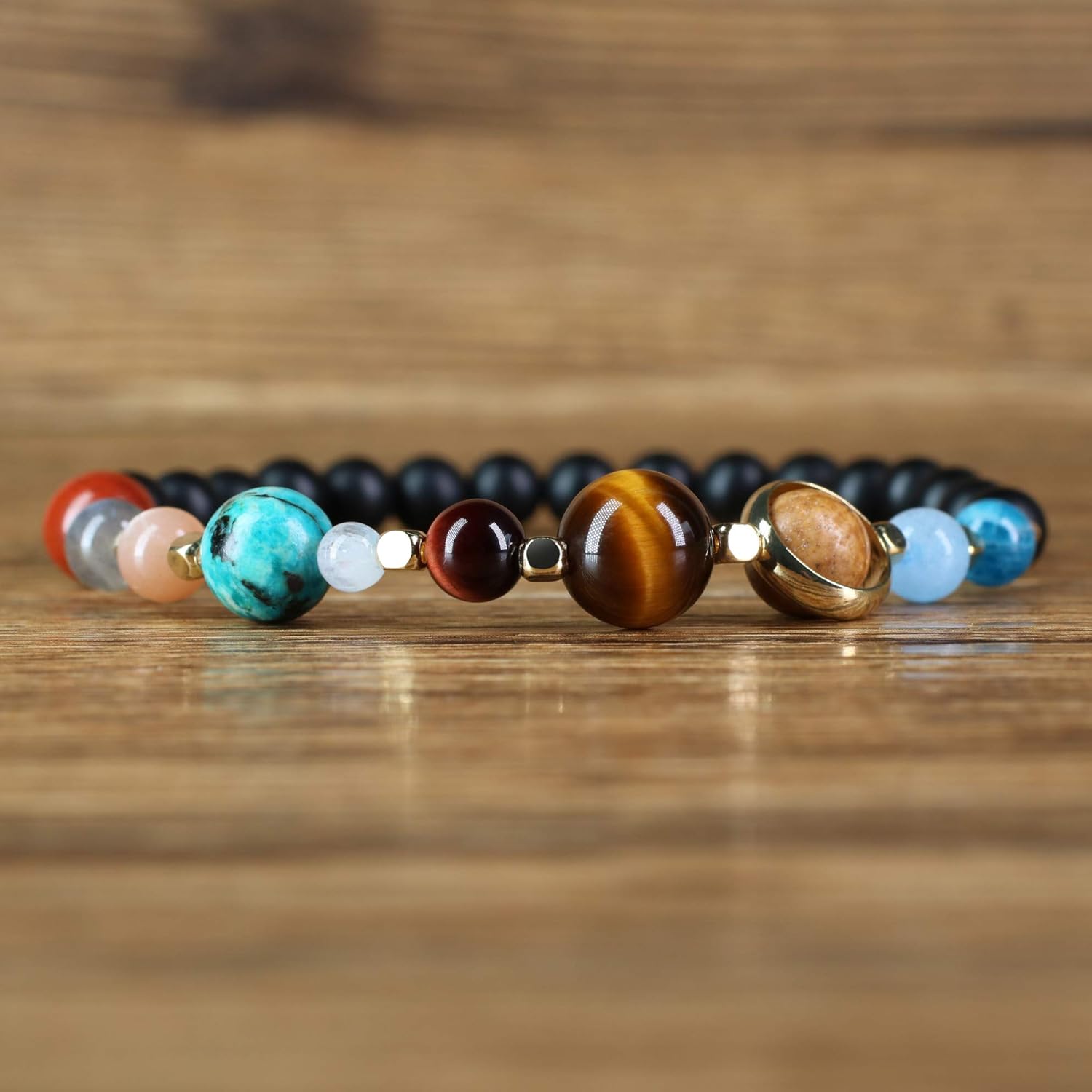 coai The Eight Planets Guardian Star Stone Solar System Bracelet for Men Women, Black,Blue,Turquoise, 17 cm - Image 5
