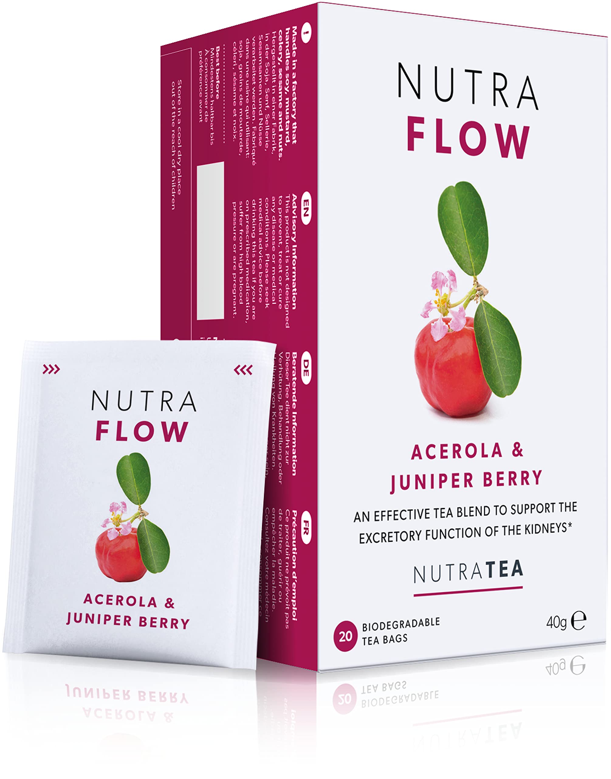 Nutra Tea NUTRAFLOW - UTI Tea & Urinary Infection Tea | Cystitis Teas, Eases Urinary Tract Discomfort. Includes Cranberry & Uva Ursi - 60 Individual Wrapped Bags - Herbal Infusion (3 Pack)