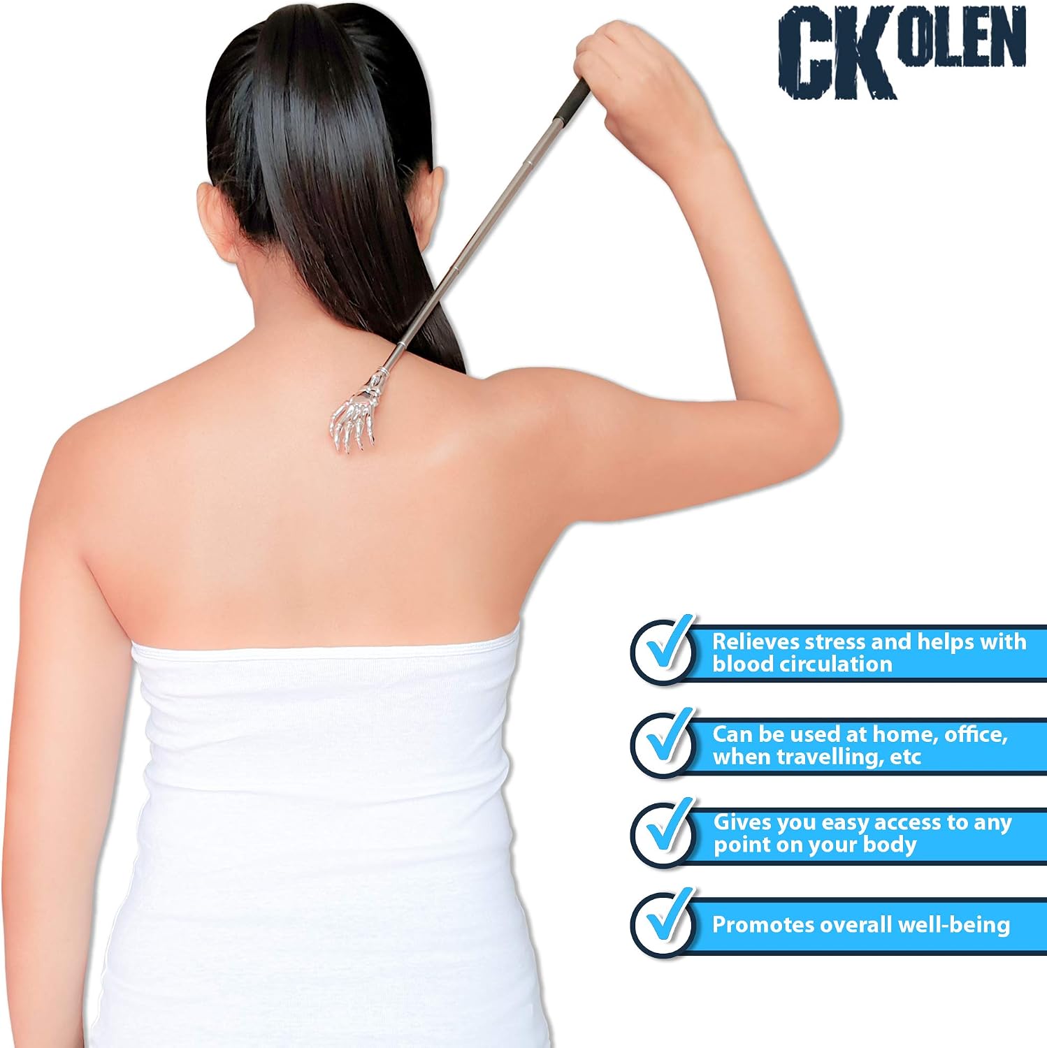 CKolen Telescopic Back Scratcher, Extendable Massager Stick – Portable ...