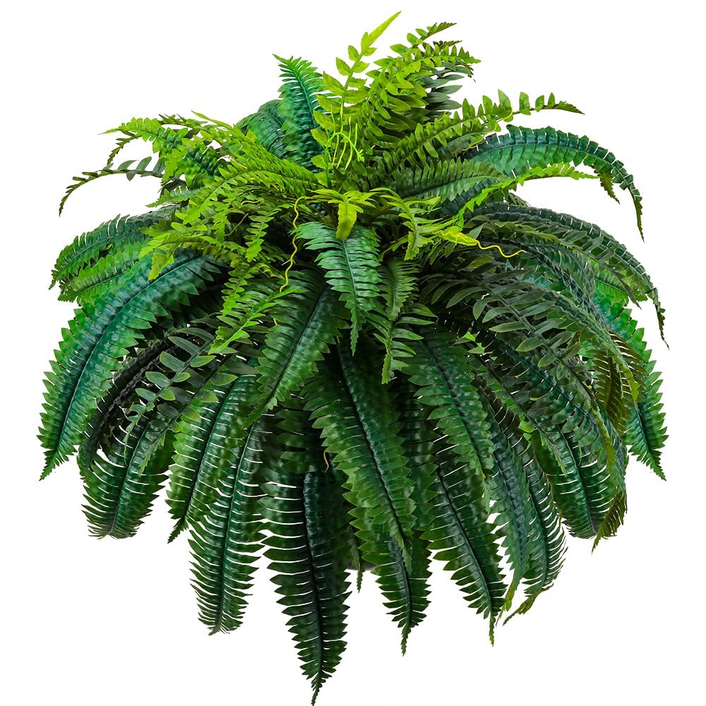 GYERB 88 Leaves Fake Ferns, Large Artificial Boston Fern, Faux Fern Plants for Home, Office, Garden Indoor Outdoor Decoration(48 inch,1pack)