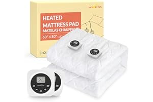 HOMLYNS LuxeHeat Electric Heated Mattress Pad Queen Size Zoned Dual Control with Preheat & Memory Function 12 Heat Levels 1-1