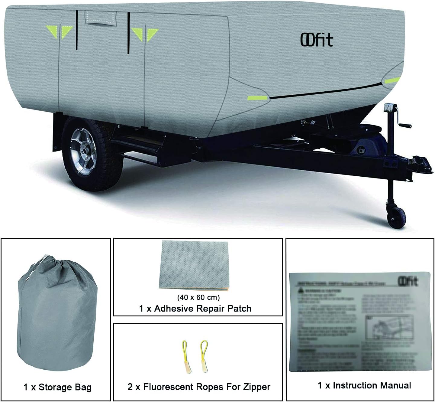 Covers Oofit Pop Up Tent Cover Fits For 10 12 Ft Folding Camper Trailer Extra Thick Breathable 4 Layers Fabric With Adhesive Repair Patch Rv Parts Accessories