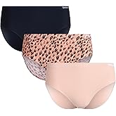 Reebok Womens Hipster Panties - 3 Pack Breathable Seamless Hipster Panties for Women No Show Briefs Tagless Womens Underwear