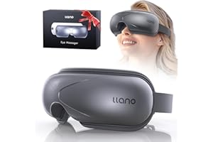 llano Eye Massager with Heat, Heated Eye Mask with Music,Foldable Eye Care Face Eye Massager for Relax Eye Strain Dark Circle Dry Eye, Birthday Holidays Gifts for Women/Men (Grey)