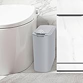 TIPGO Automatic Motion Sensor Bathroom Trash Can with Lid, 2.6 Gallon Touchless Trash Bin, Smart Garbage Can Plastic Slim Wastebasket for Bedroom, Office, Dorm (Grey)