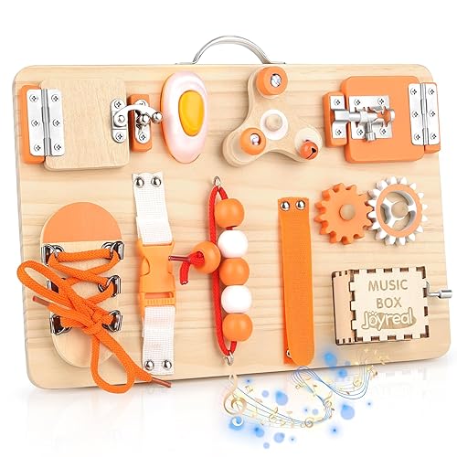 Joyreal Wooden Busy Board for Toddlers Montessori Sensory
