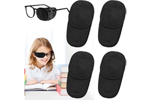 THSIREE 4pcs Eye Patches for Glasses Medical Eye Patch Treating Lazy Eye Amblyopia Strabismus Improve Vision Reusable Soft Eye Patch for Kids, Black