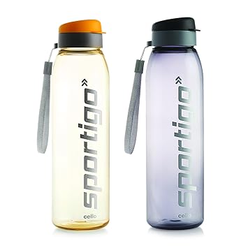 Cello Sportigo Plastic Bottle Set, 1 Liter, Set of 2, Assorted